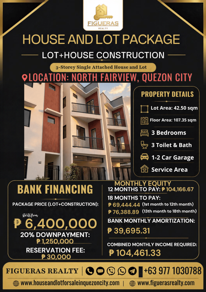 3 Storey House and Lot For Sale in Quezon City near FEU-NRMF Hospital & MRT 7 Regalado Station | Figueras Realty | Contact No: 0977-1030788 | Website: www.figuerasrealty.com | Website: www.houseandlotforsaleinquezoncity.com