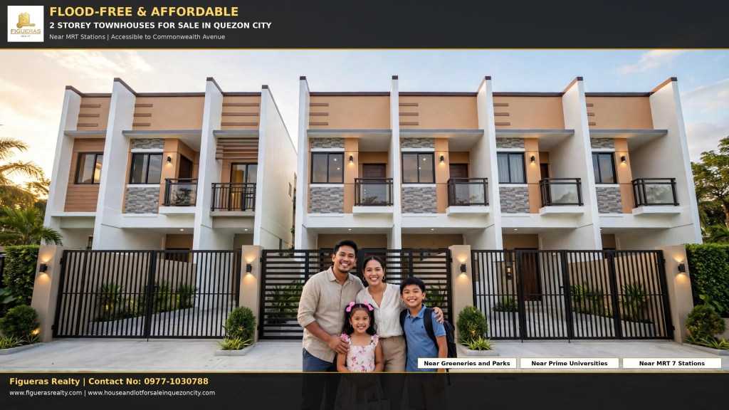 Flood-Free & Affordable 2 Storey Townhouse For Sale in Quezon City near FEU-NRMF Hospital & MRT 7 Regalado Station | Figueras Realty | Contact No: 0977-1030788 | Website: www.figuerasrealty.com | Website: www.houseandlotforsaleinquezoncity.com