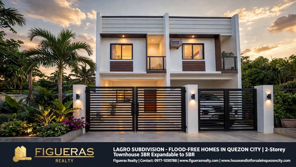 Flood-free house and lot for sale in Lagro Subdivision, Quezon City. High elevation, 100% non-flooded area. Near MRT 7 Quirino Station, SM Fairview, schools & hospitals | Figueras Realty