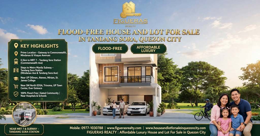 Flood-Free House and Lot For Sale in Tandang Sora, Quezon City near Subway Station | Figueras Realty | Contact No: 0977-1030788 | Website: www.figuerasrealty.com | Website: www.houseandlotforsaleinquezoncity.com